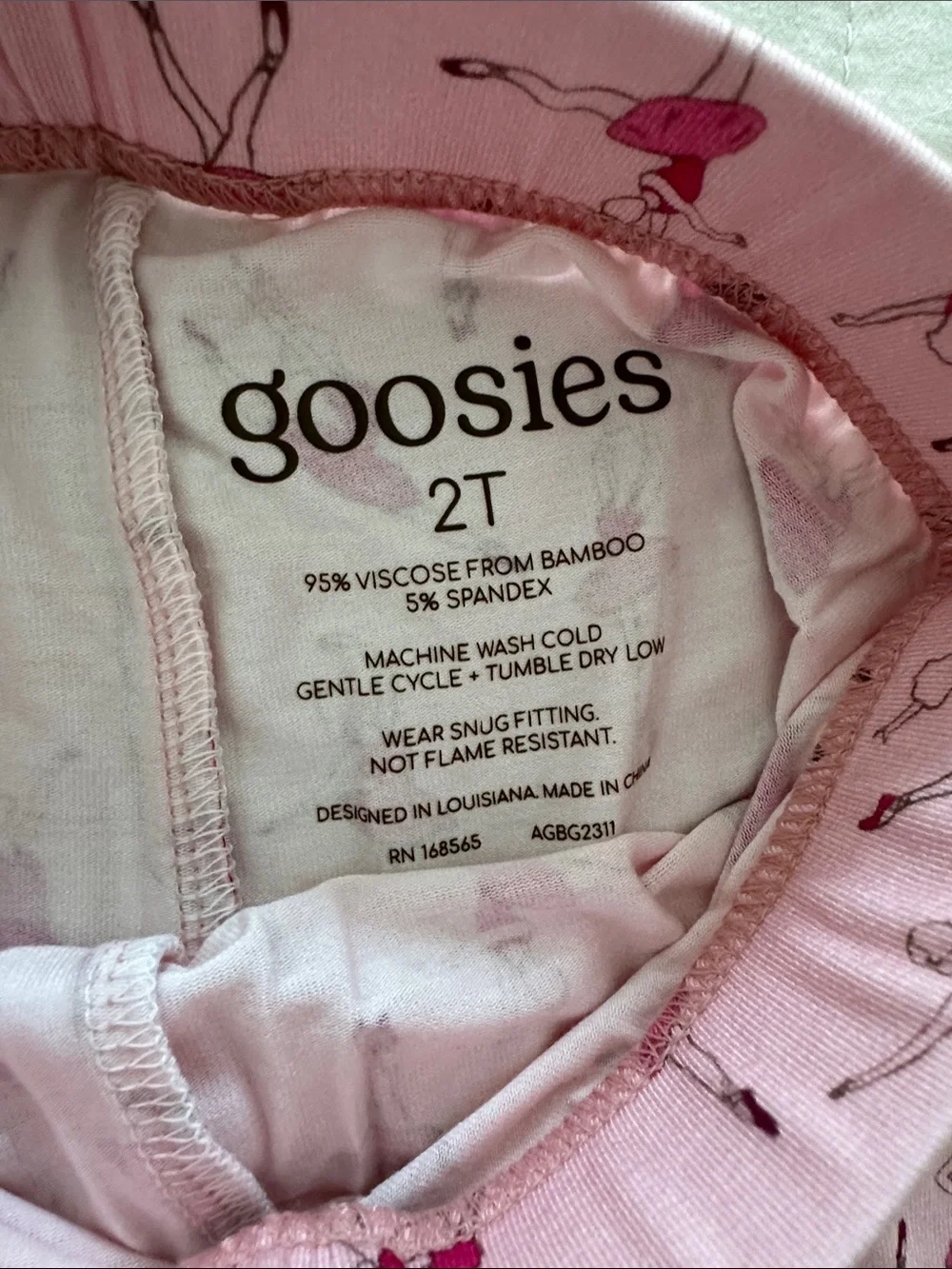 Goosies Pink Ballerina Print Kids Pajama Set